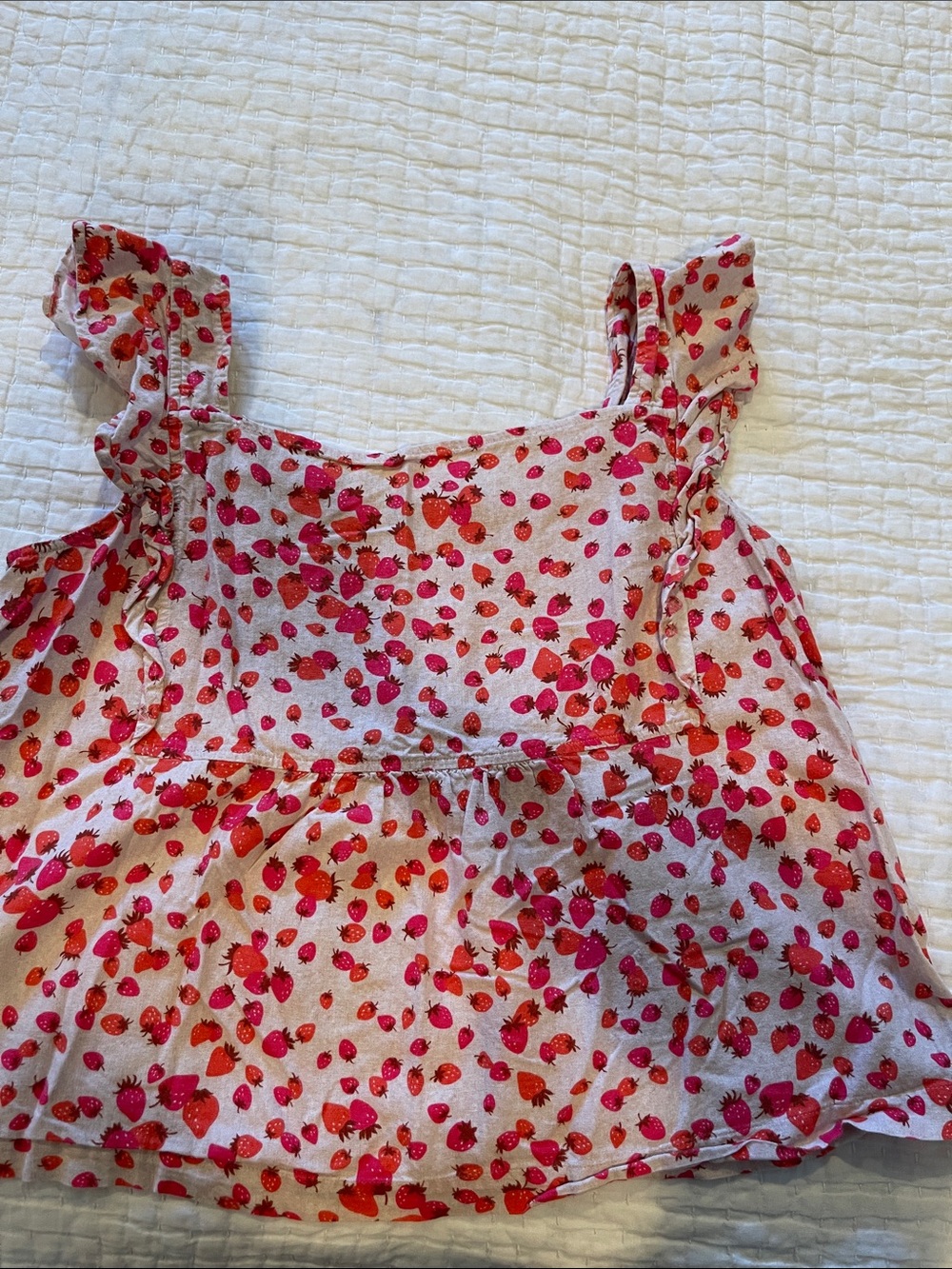 Ann Taylor women’s Strawberry Smocked Top — Pink & Red Accents